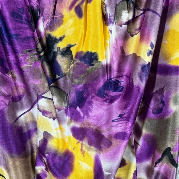 Ann Taylor Silk Dress Womens Size 10 Purple Silk/Cotton Belted Sleeveless Floral - Picture 6 of 12